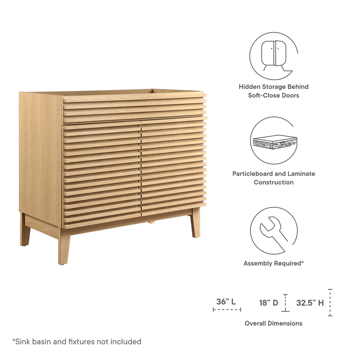 Render Oak 36" Bathroom Vanity Cabinet