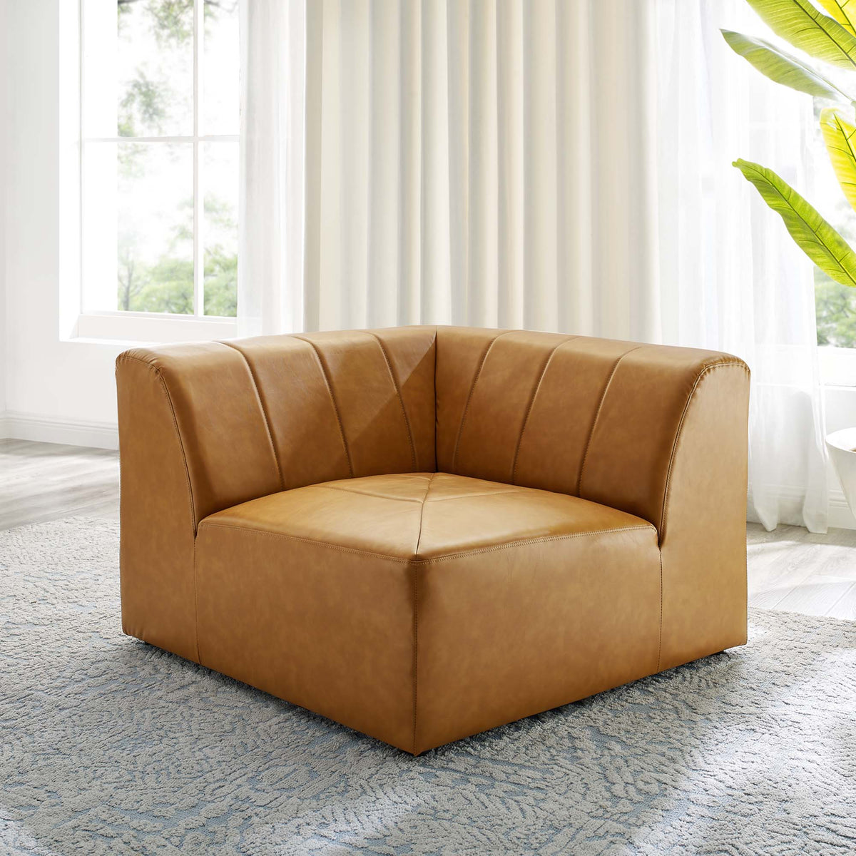 Bartlett Tan Vegan Leather Corner Chair