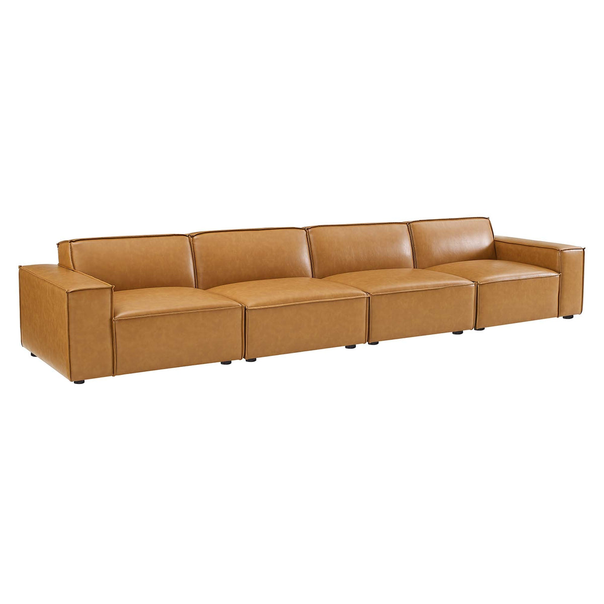Restore Tan 4-Piece Vegan Leather Sofa