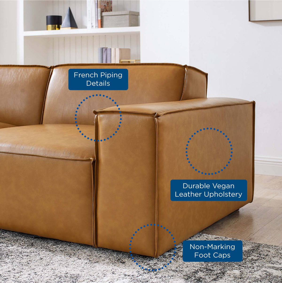 Restore Tan 4-Piece Vegan Leather Sofa