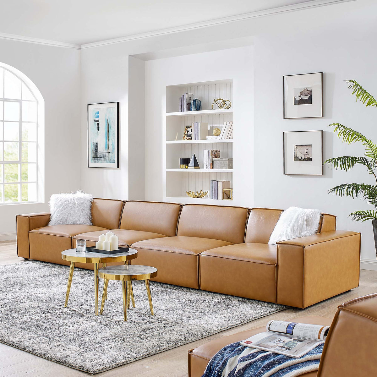 Restore Tan 4-Piece Vegan Leather Sofa