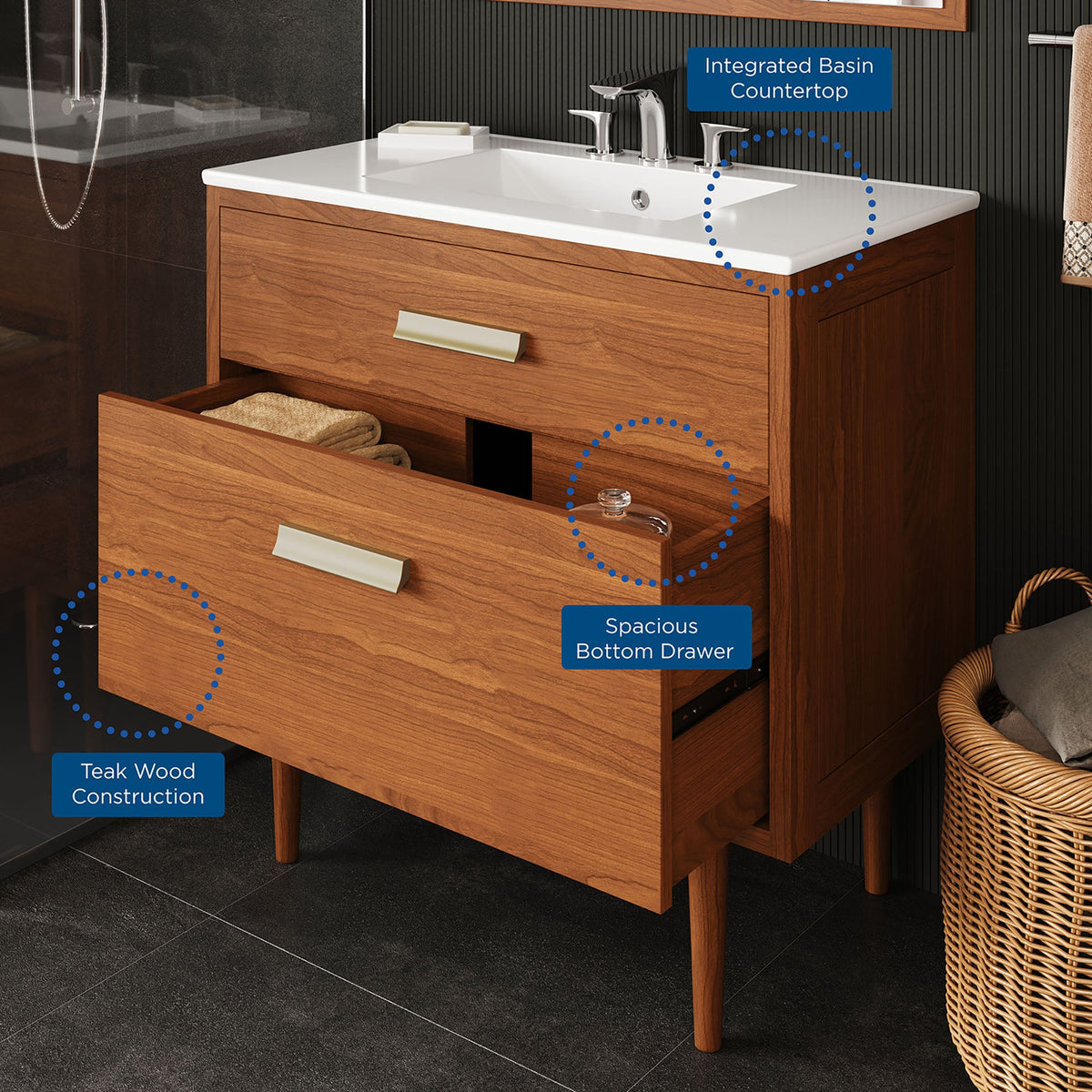 Cassia Natural/White 36" Bathroom Vanity