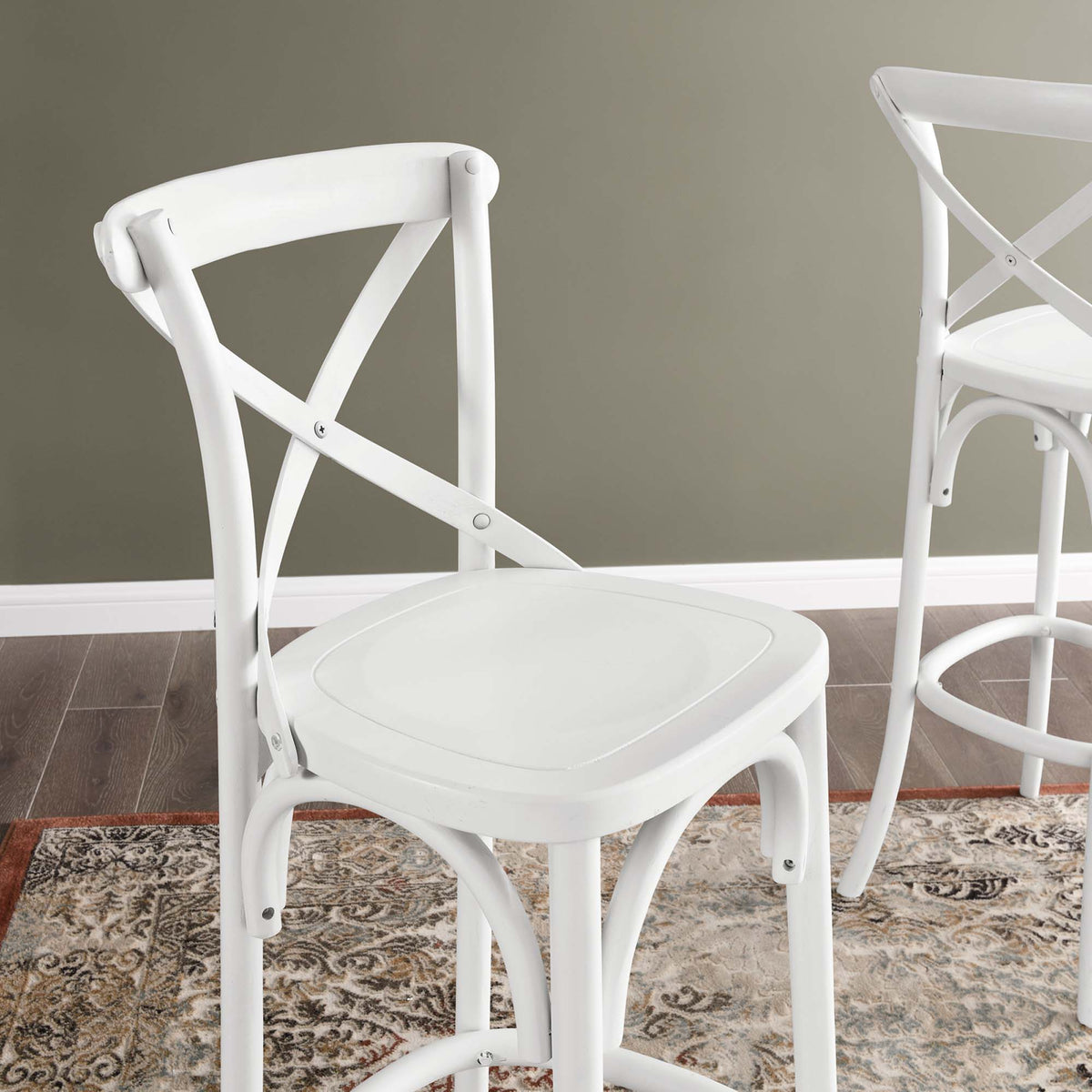 Gear White Bar Stool - 19x17.5x43.5"