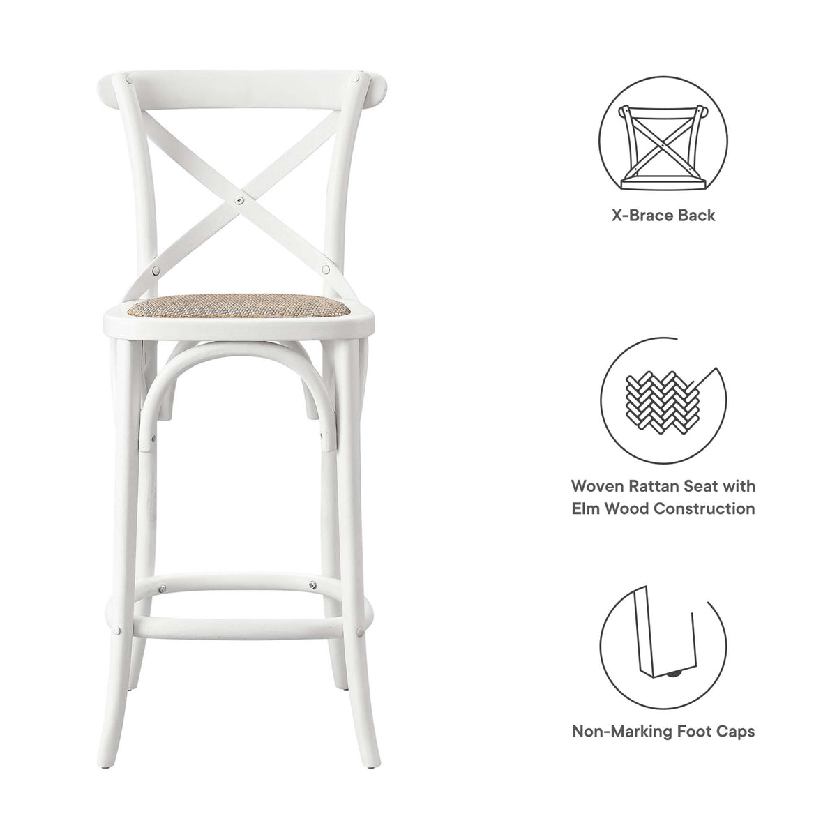 Gear White Counter Stool - 19x17.5"