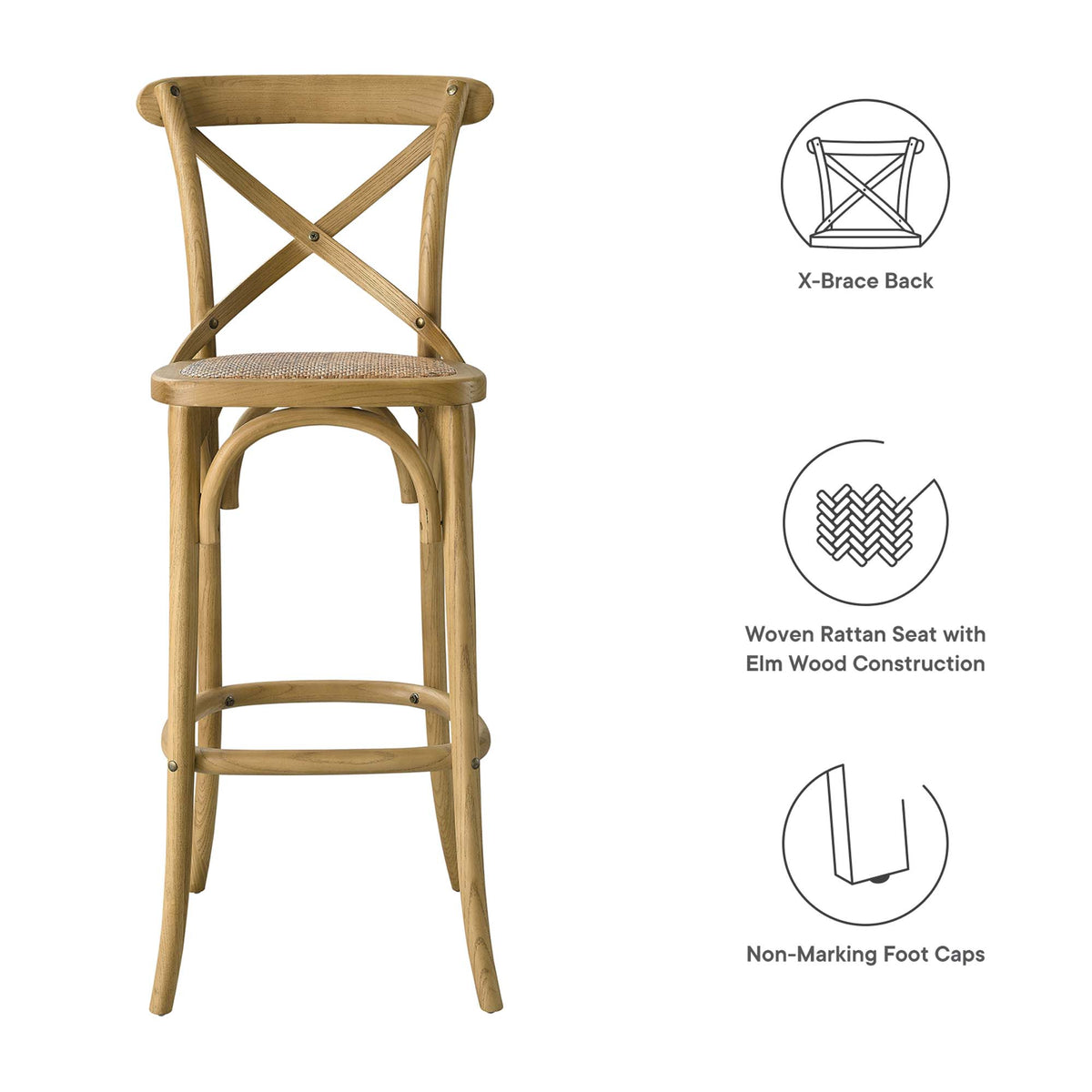 Gear Natural Bar Stool - 19x17.5"