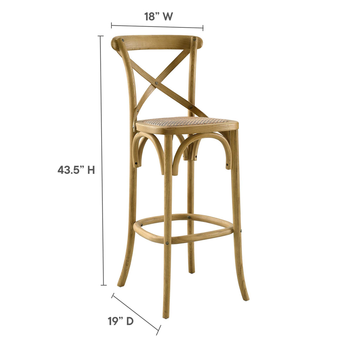 Gear Natural Bar Stool - 19x17.5"