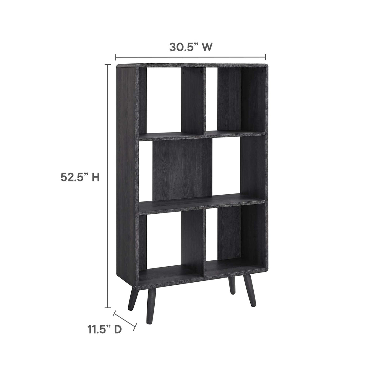 Transmit Charcoal 5 Shelf Wood Grain Bookcase