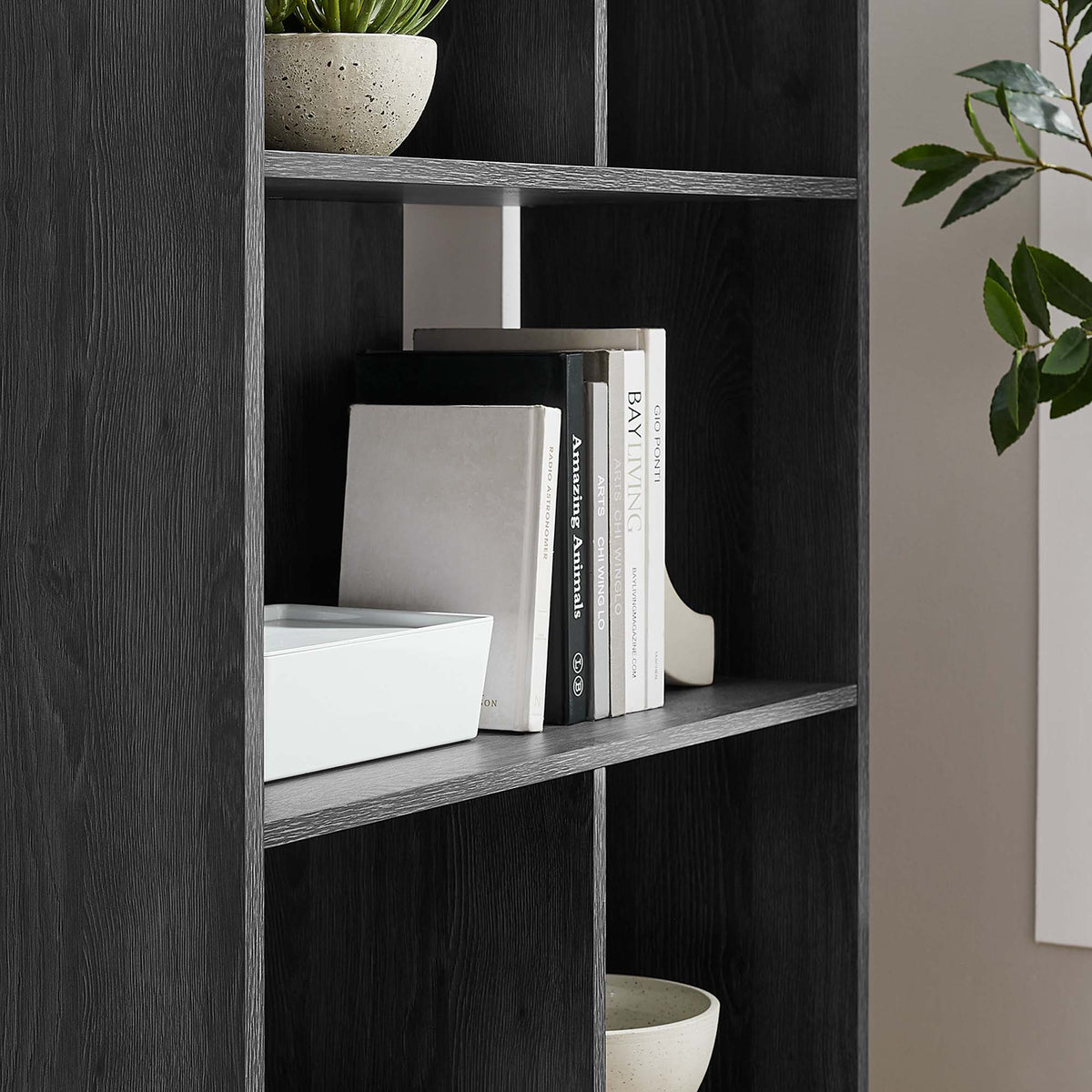Transmit Charcoal 5 Shelf Wood Grain Bookcase