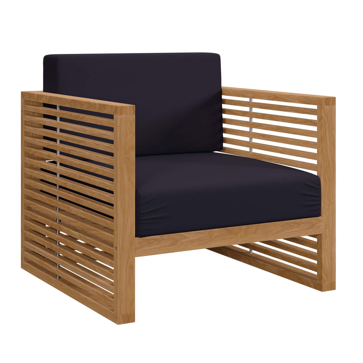 Carlsbad Natural/Navy 6-Piece Teak Wood Outdoor Patio Set
