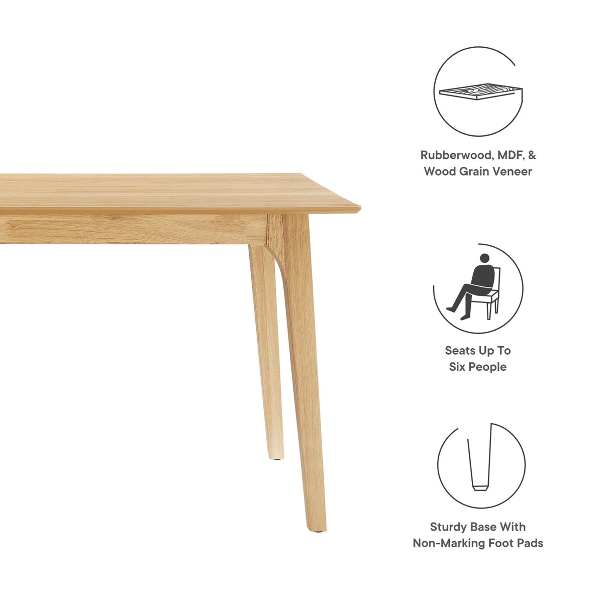 Juxtapose Oak 63" Rectangle Dining Table
