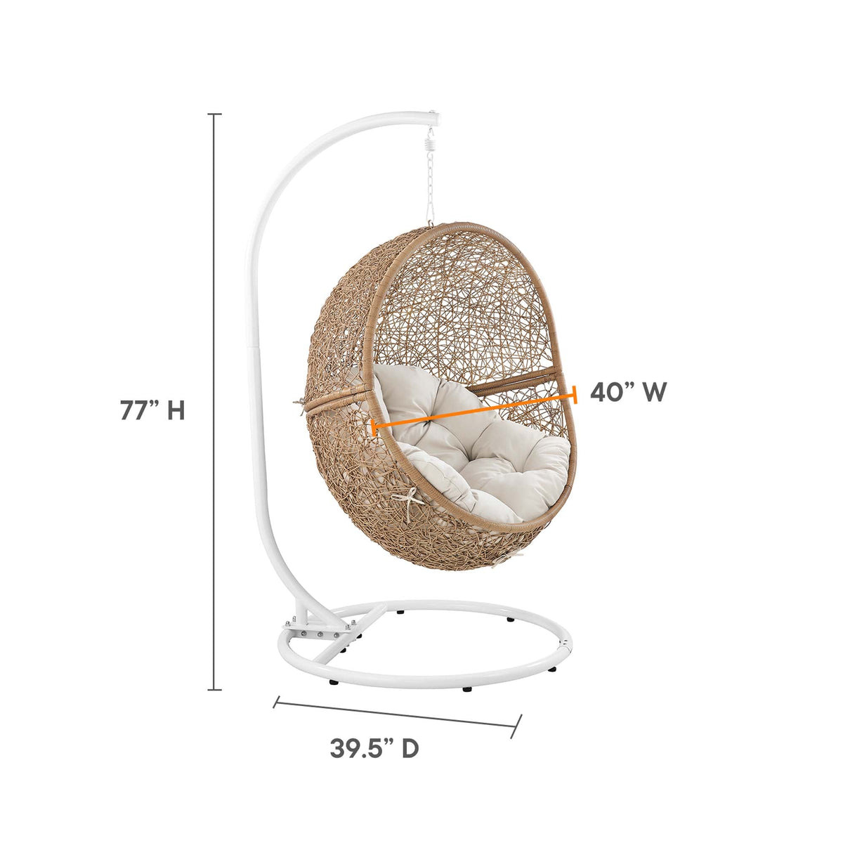 Encase Cappuccino/Beige Outdoor Patio Rattan Swing Chair