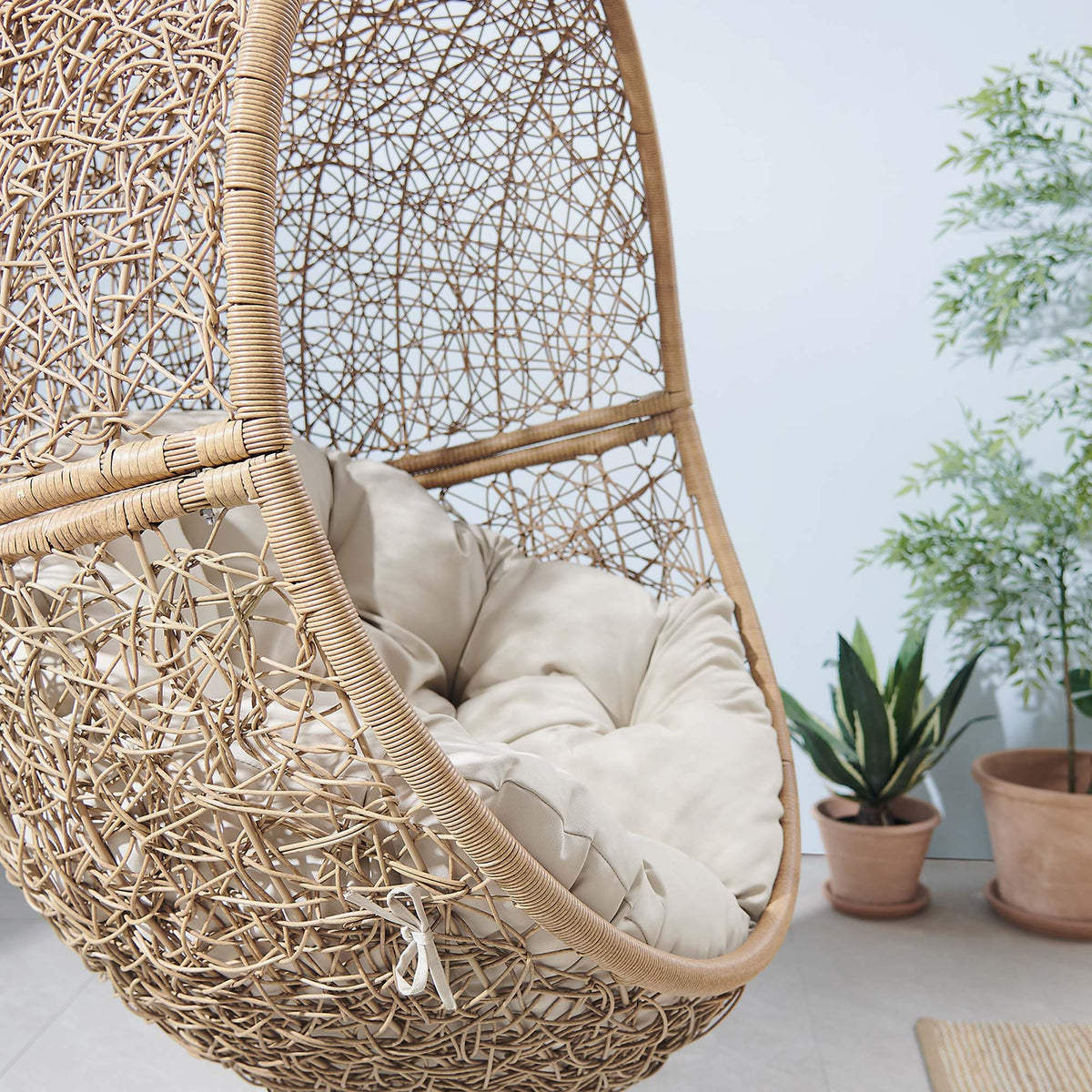 Encase Cappuccino/Beige Outdoor Patio Rattan Swing Chair