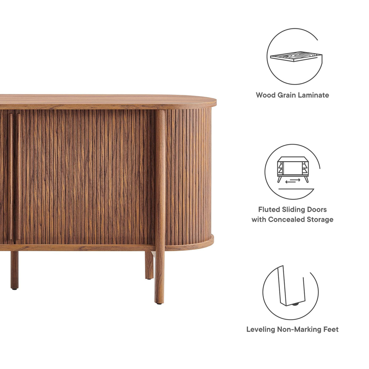 Cadence Walnut 63" Curved Sideboard