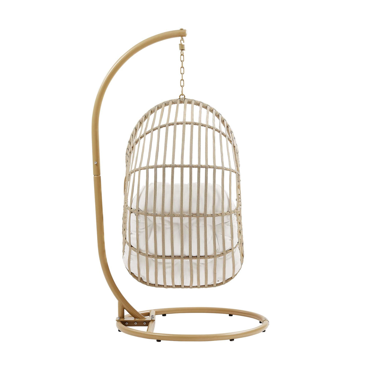 Amalie Natural/White Wicker Rattan Outdoor Patio Rattan Swing Chair