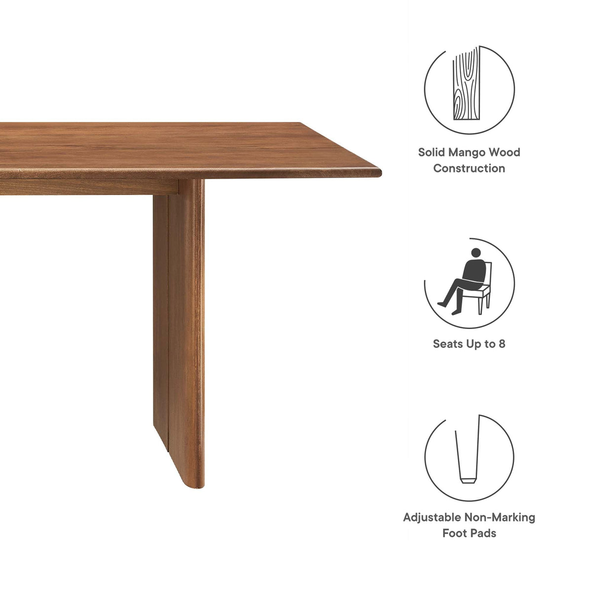 Amistad Walnut 86" Wood Dining Table