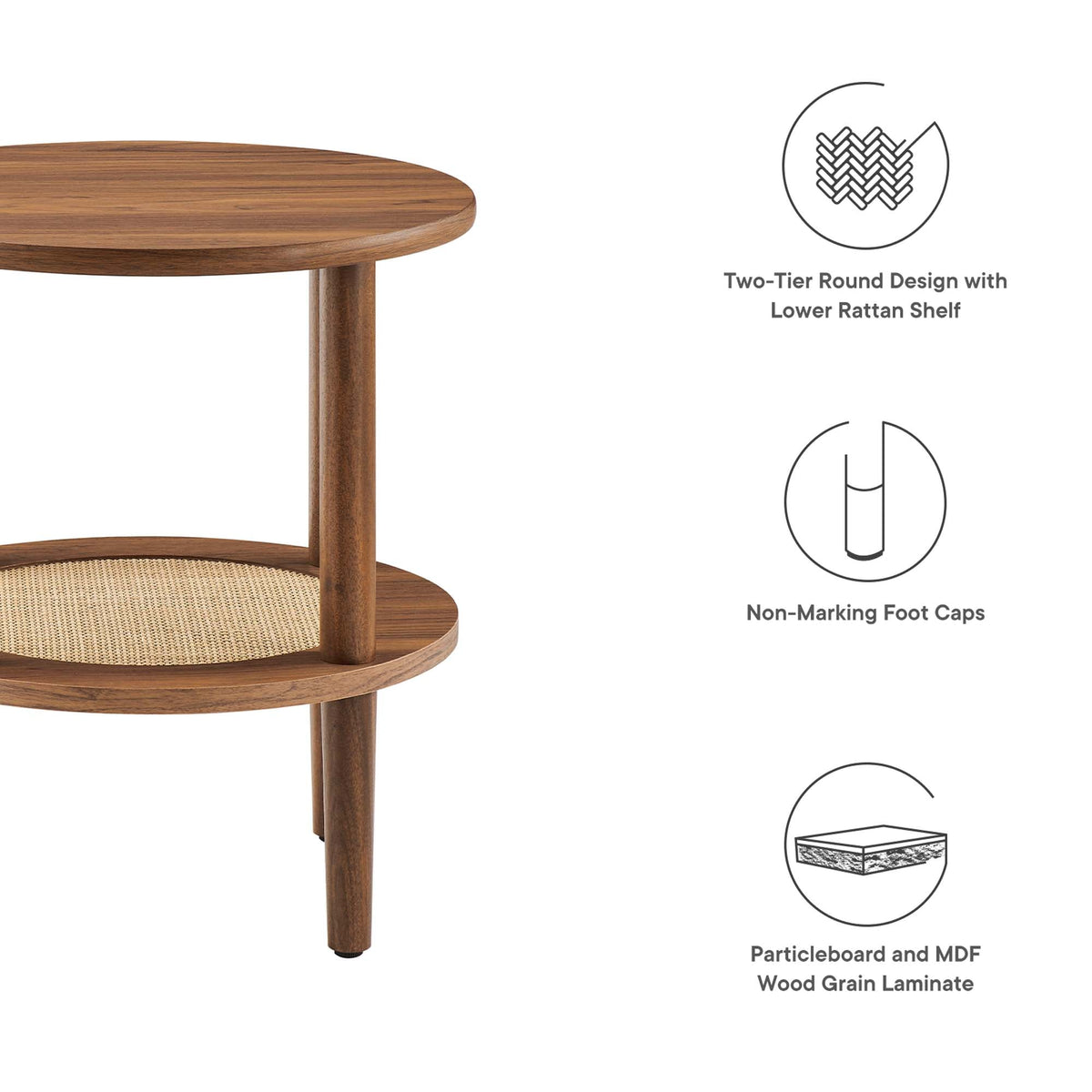 Torus Walnut Round Side Table
