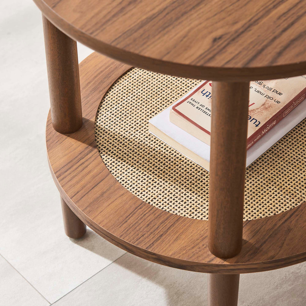 Torus Walnut Round Side Table