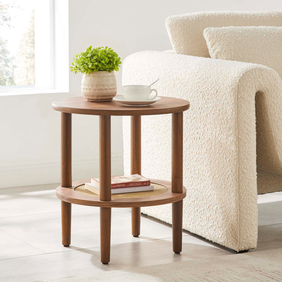 Torus Walnut Round Side Table