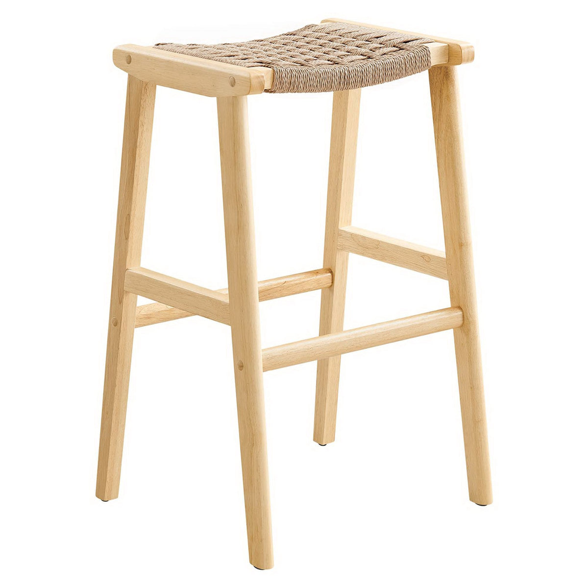 Saoirse Natural Woven Rope Wood Bar Stool (Set of 2)