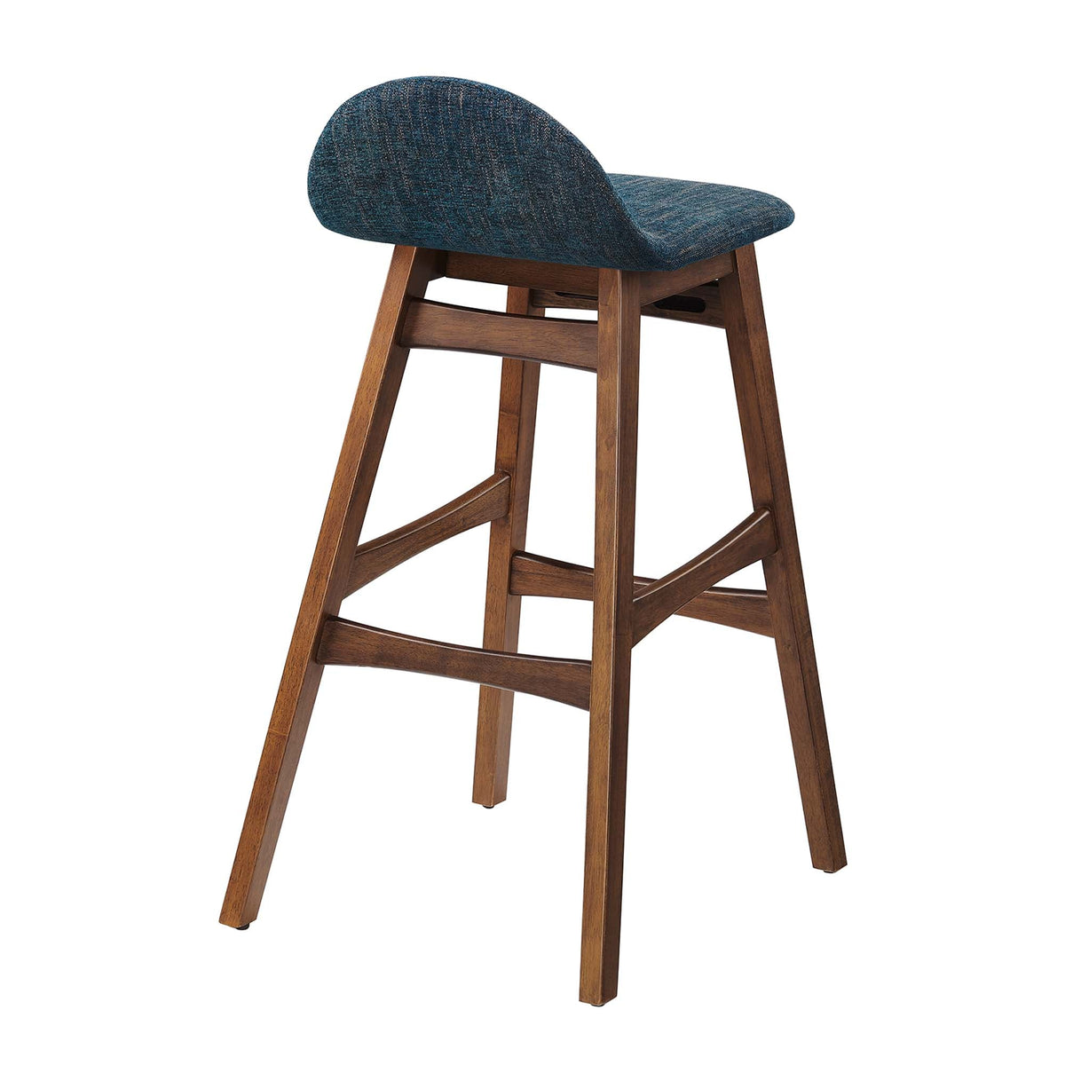 Juno Navy Fabric Wood Bar Stool (Set of 2)