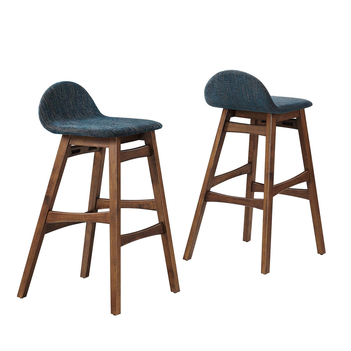 Juno Navy Fabric Wood Bar Stool (Set of 2)