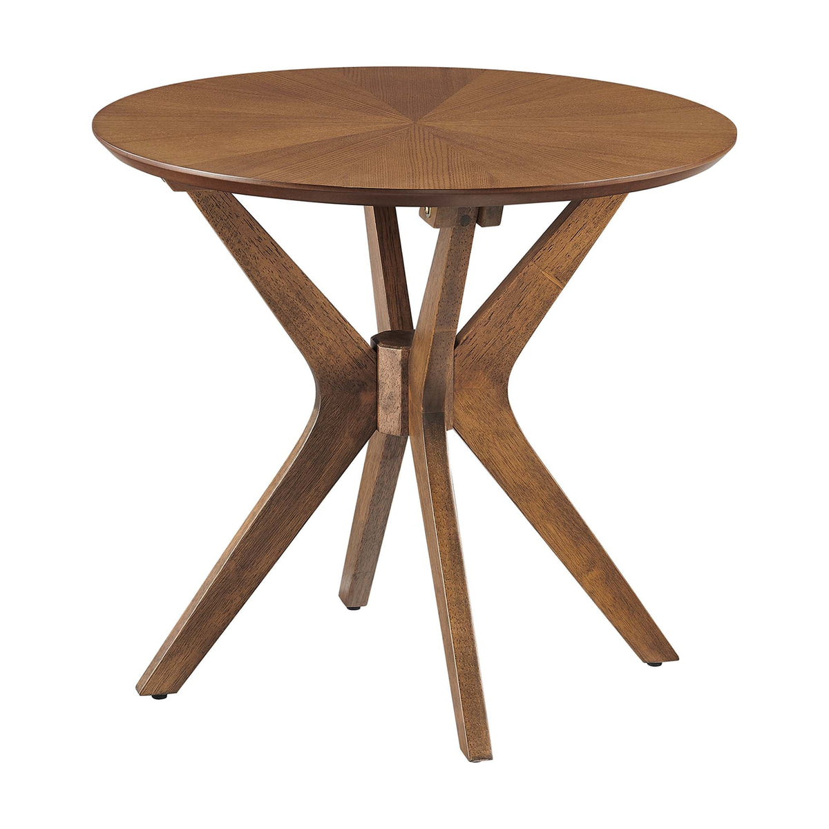 Crossroads Walnut 24" Round Wood Side Table