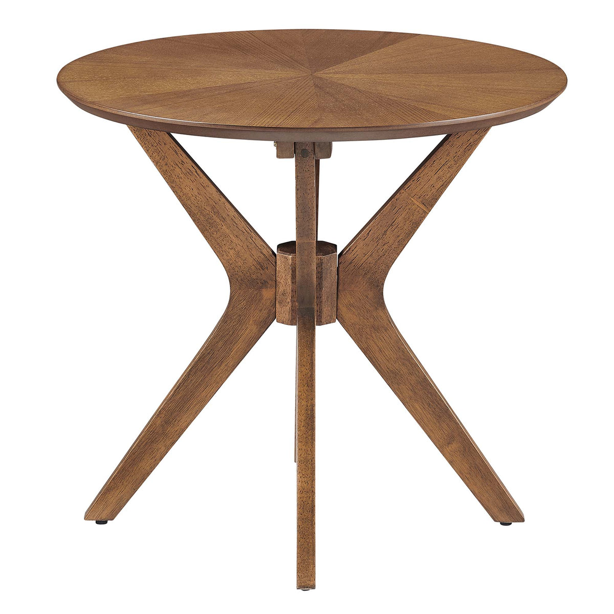 Crossroads Walnut 24" Round Wood Side Table