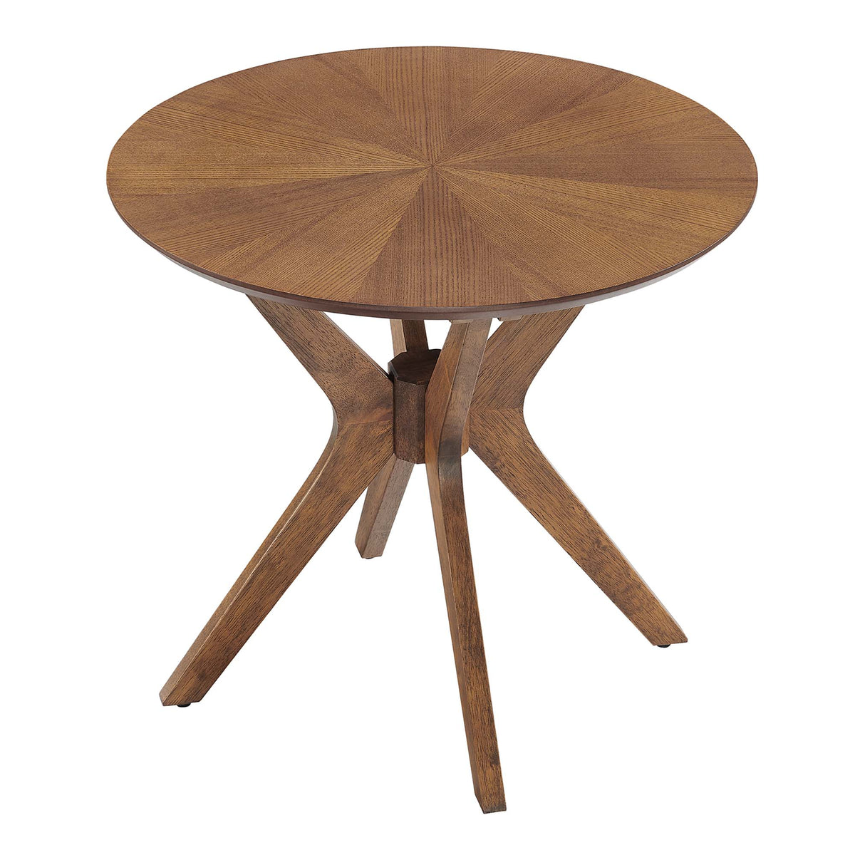 Crossroads Walnut 24" Round Wood Side Table