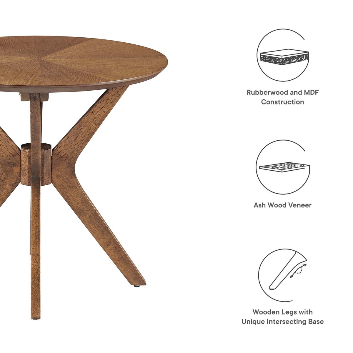 Crossroads Walnut 24" Round Wood Side Table