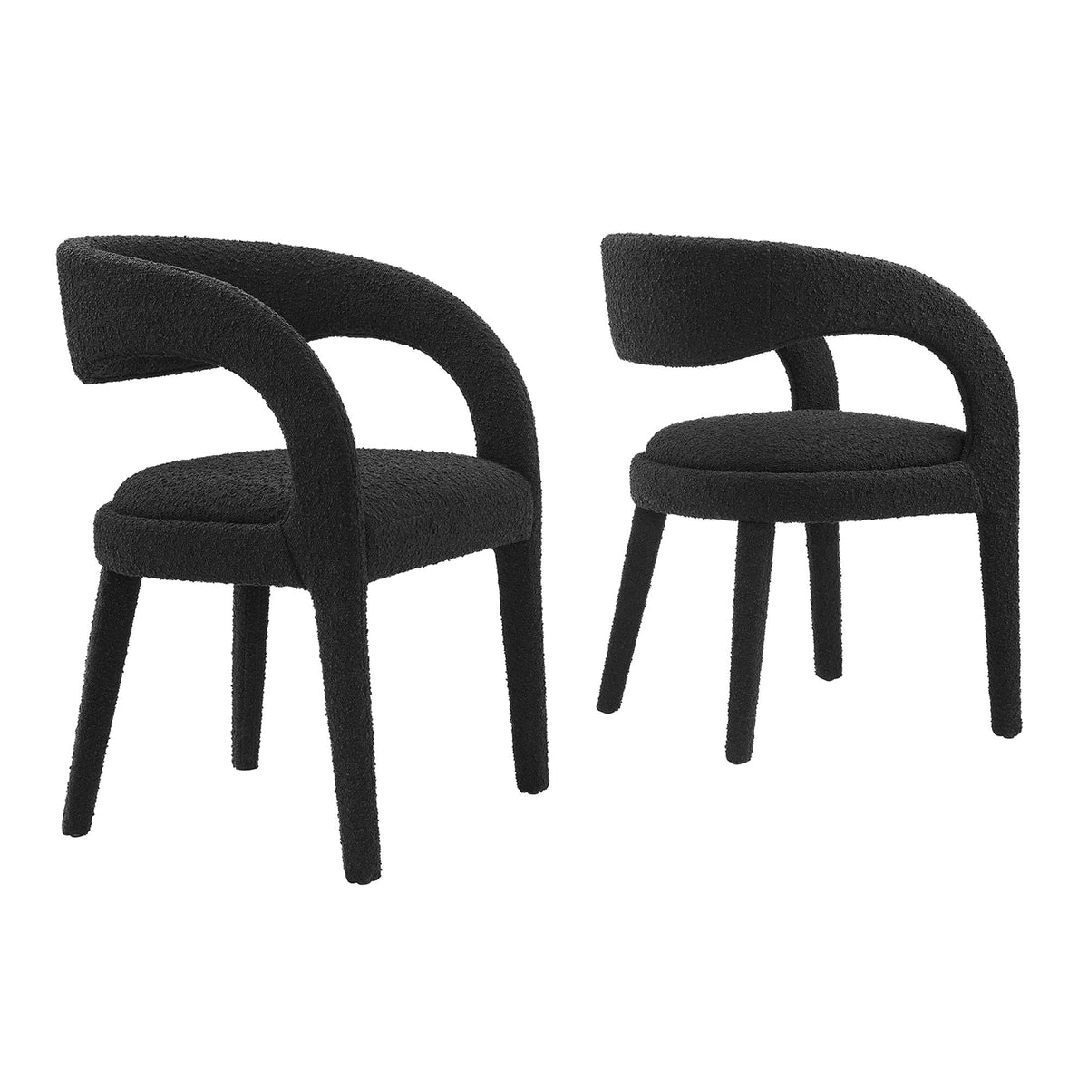 Pinnacle Black Boucle Upholstered Dining Chair (Set of 2)