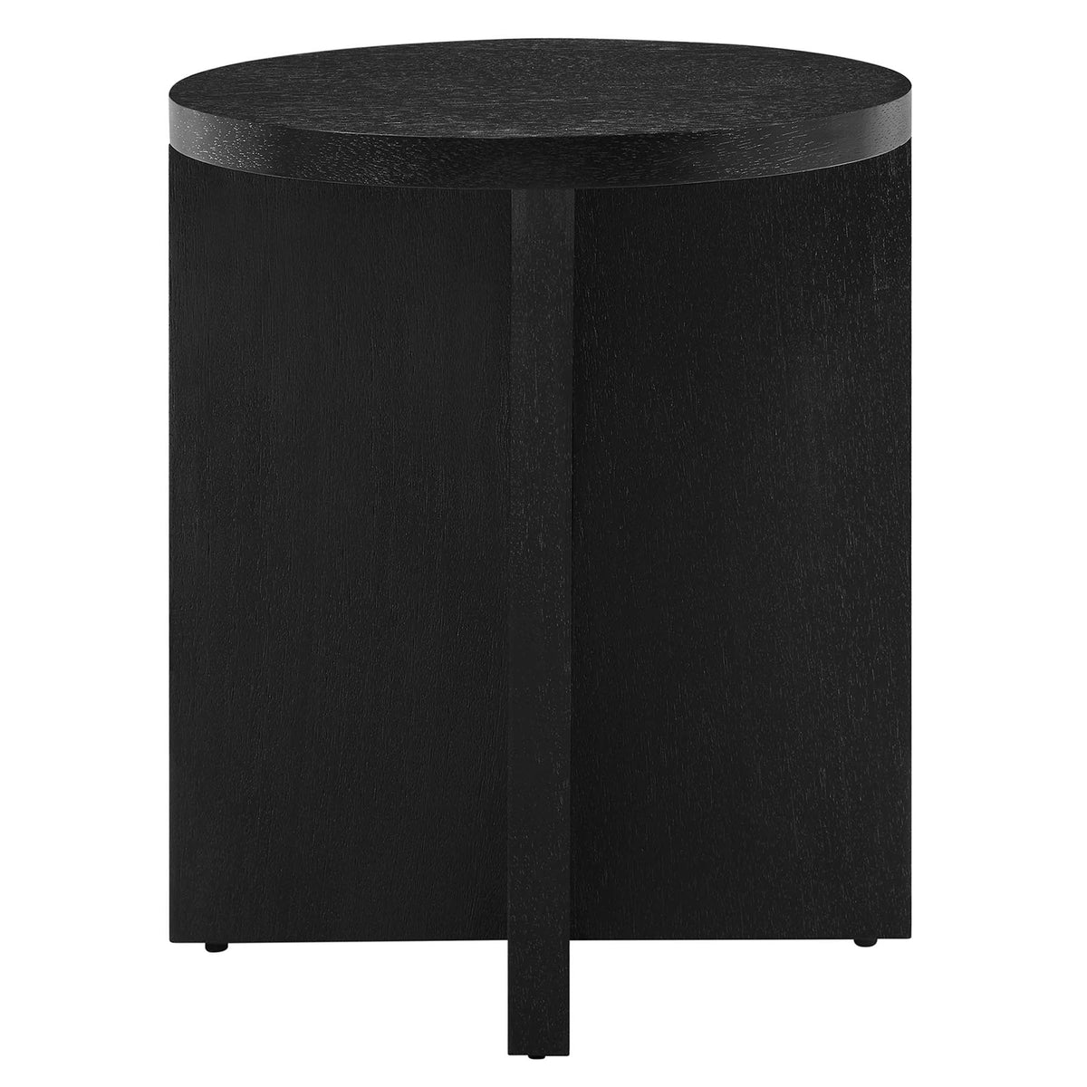 Silas Black Round Wood Side Table