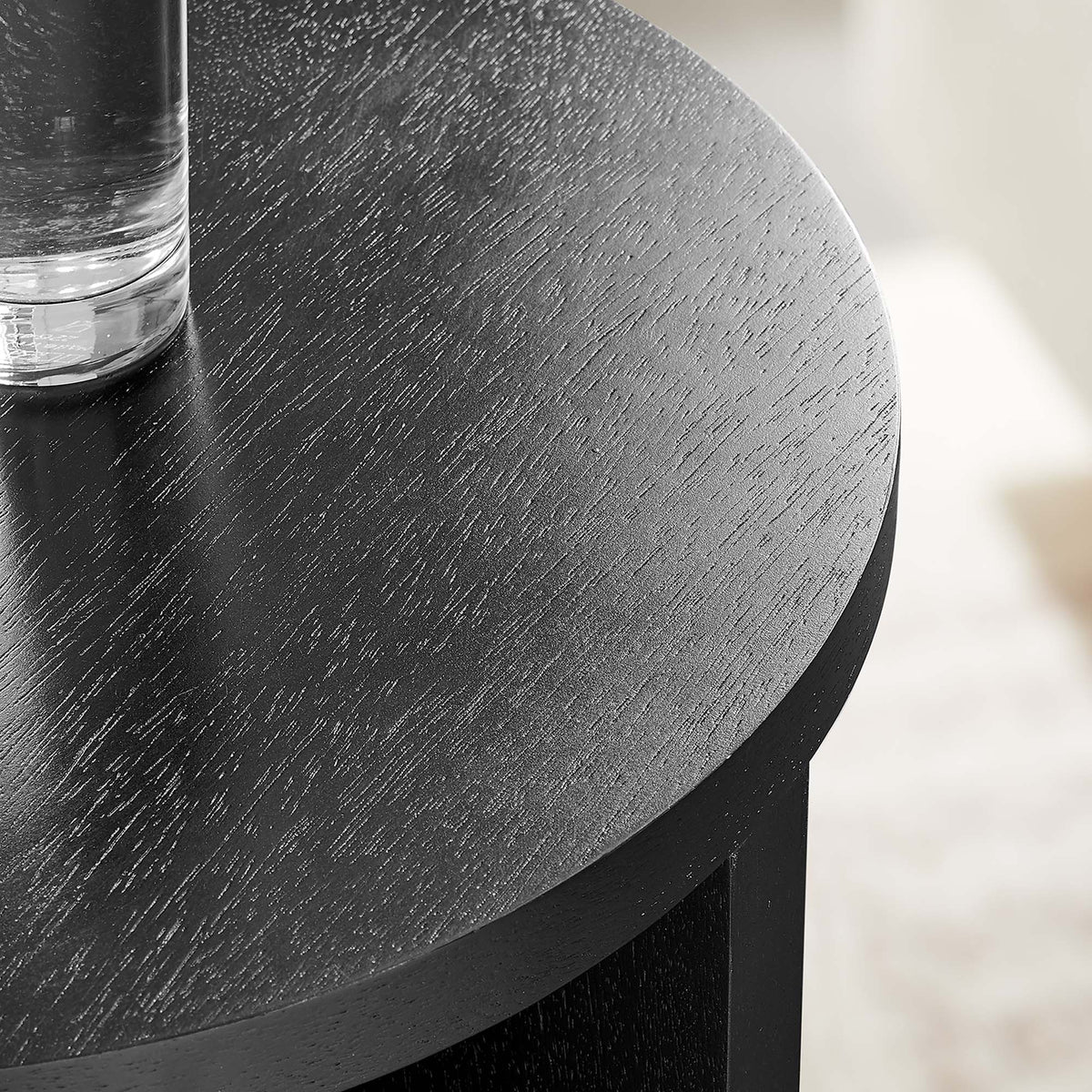 Silas Black Round Wood Side Table
