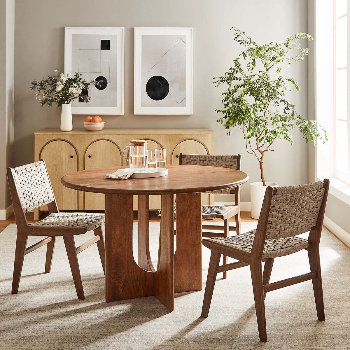 Rivian Walnut Round 48" Wood Dining Table