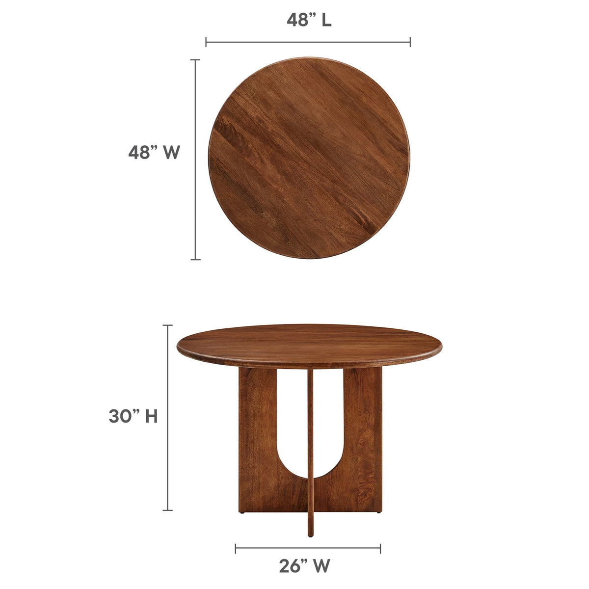 Rivian Walnut Round 48" Wood Dining Table