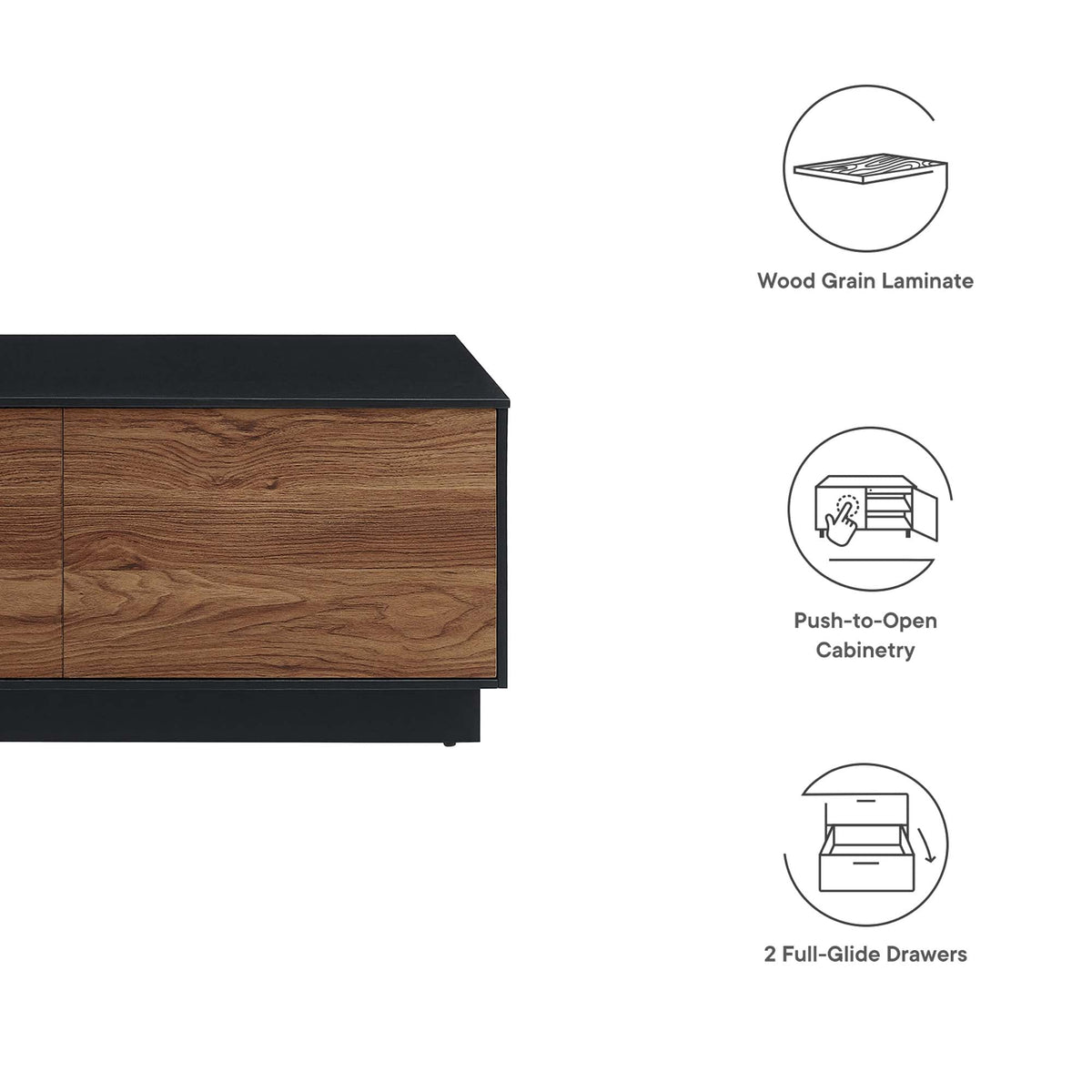 Holden Black/Walnut 36" Coffee Table