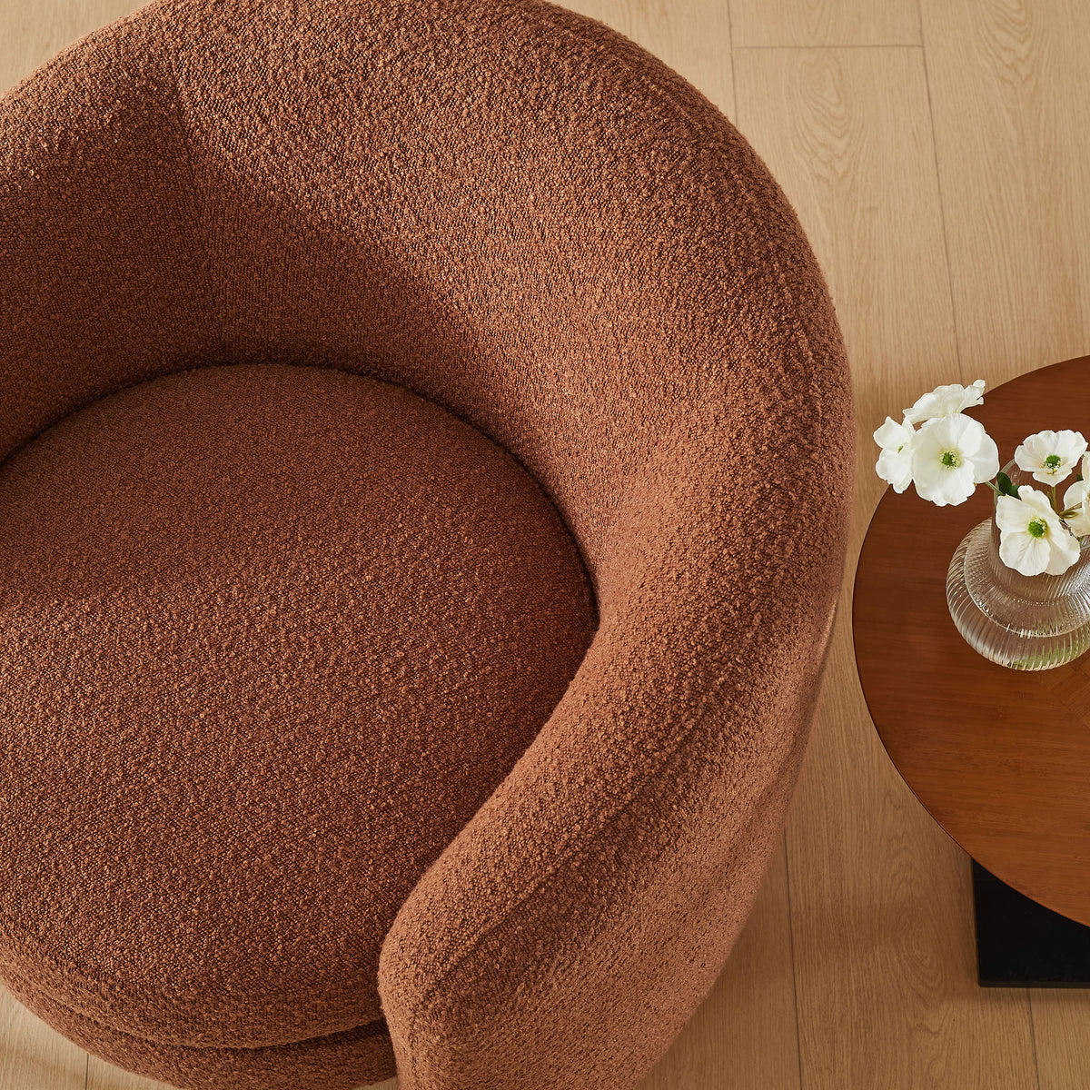 Affinity Rust Upholstered Boucle Fabric Curved Back Armchair