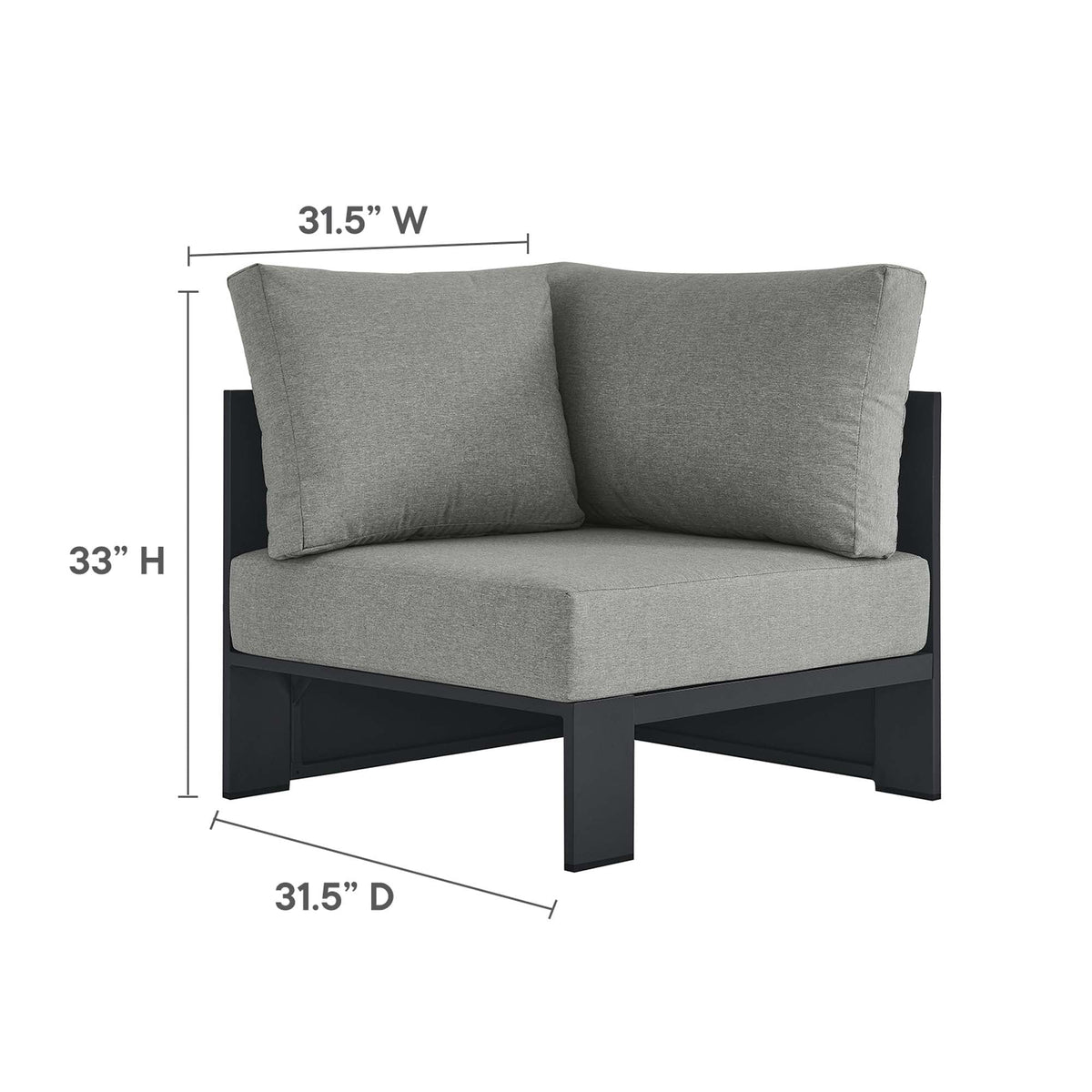 Tahoe Gray 5-Piece Outdoor Patio Powder-Coated Aluminum Sectional Sofa Set