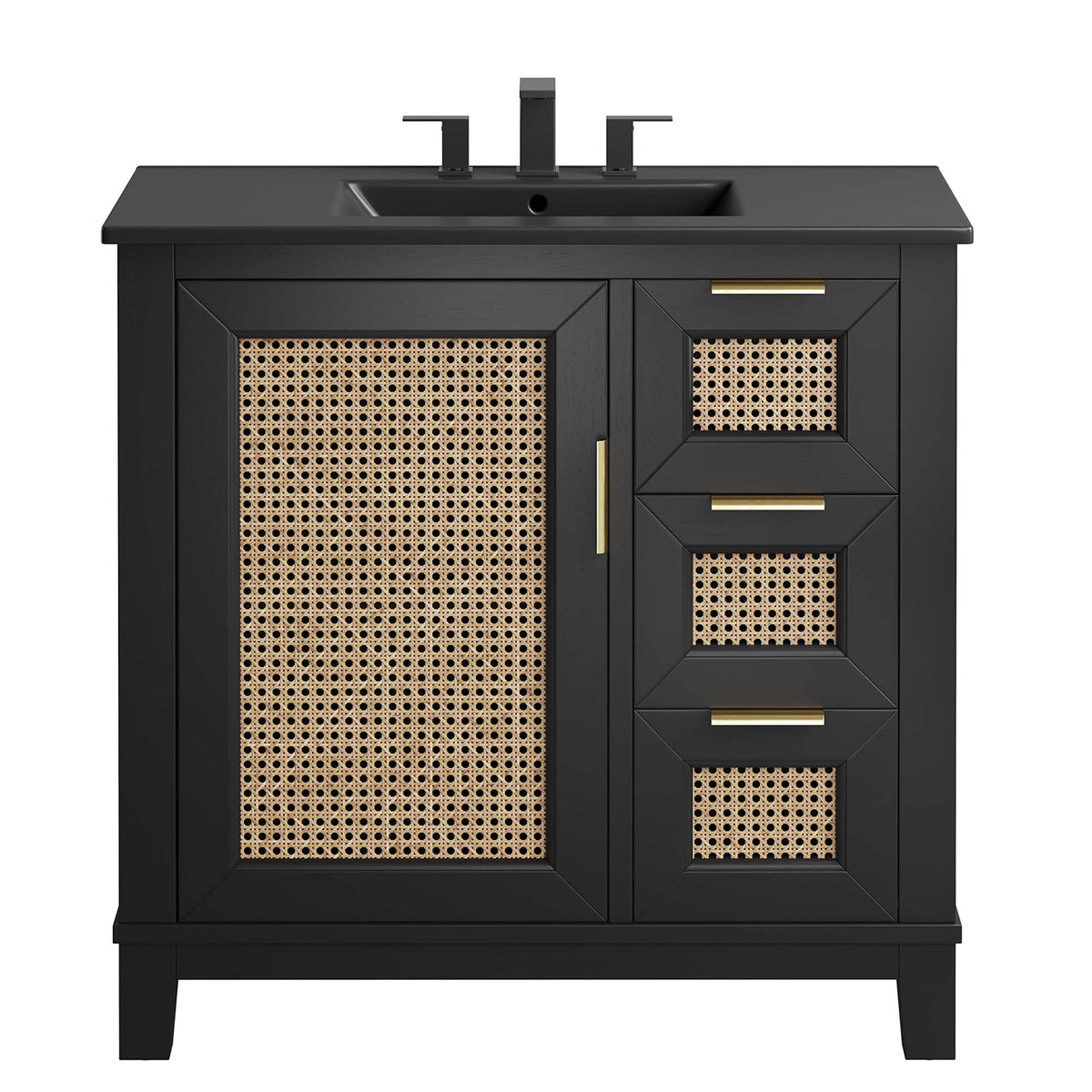 Dixie Black 36" Solid Wood Bathroom Vanity Cabinet