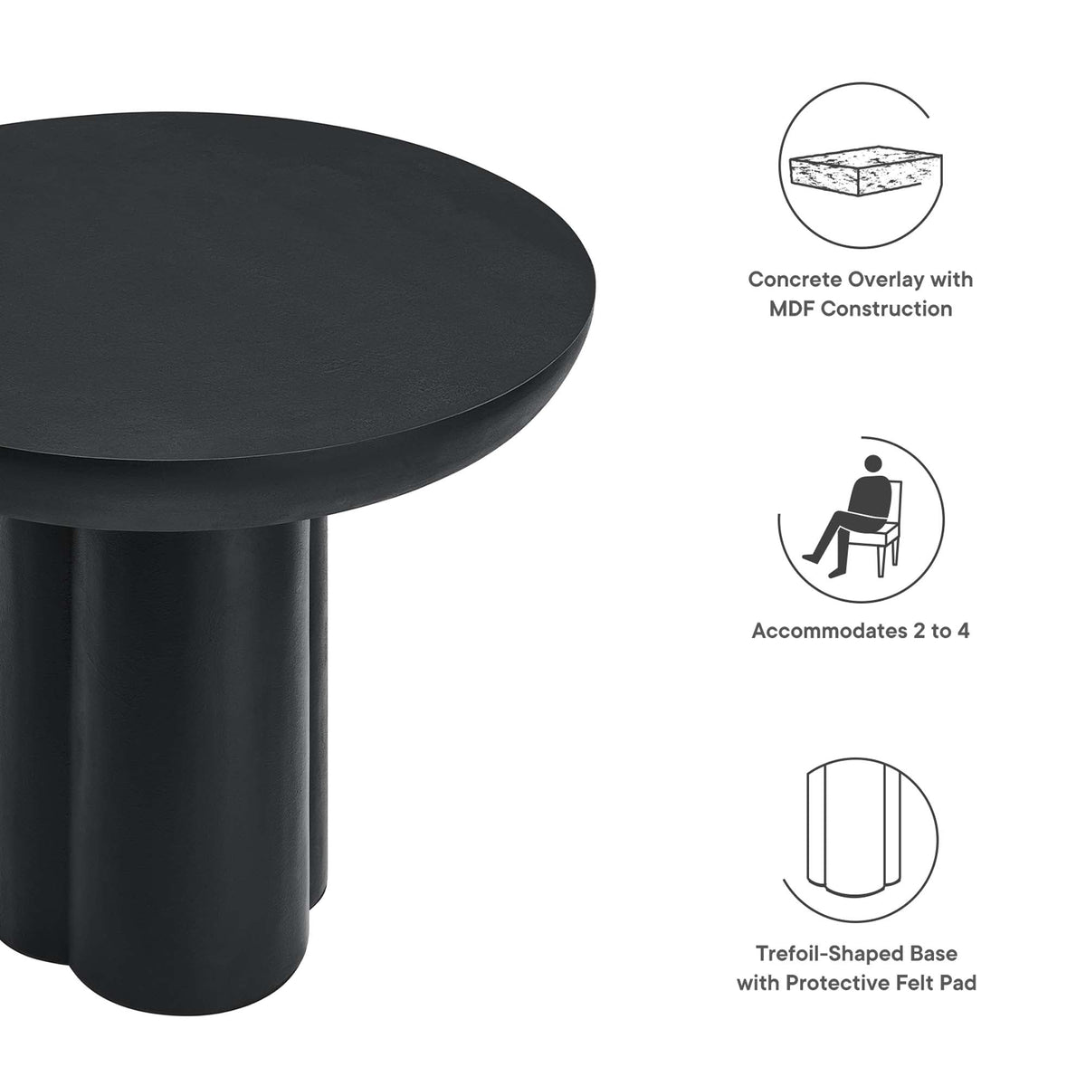 Caspian Black 40" Round Concrete Dining Table