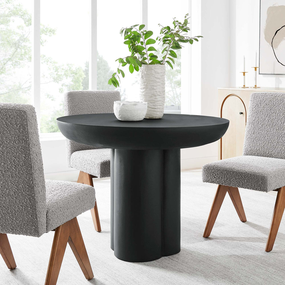 Caspian Black 40" Round Concrete Dining Table