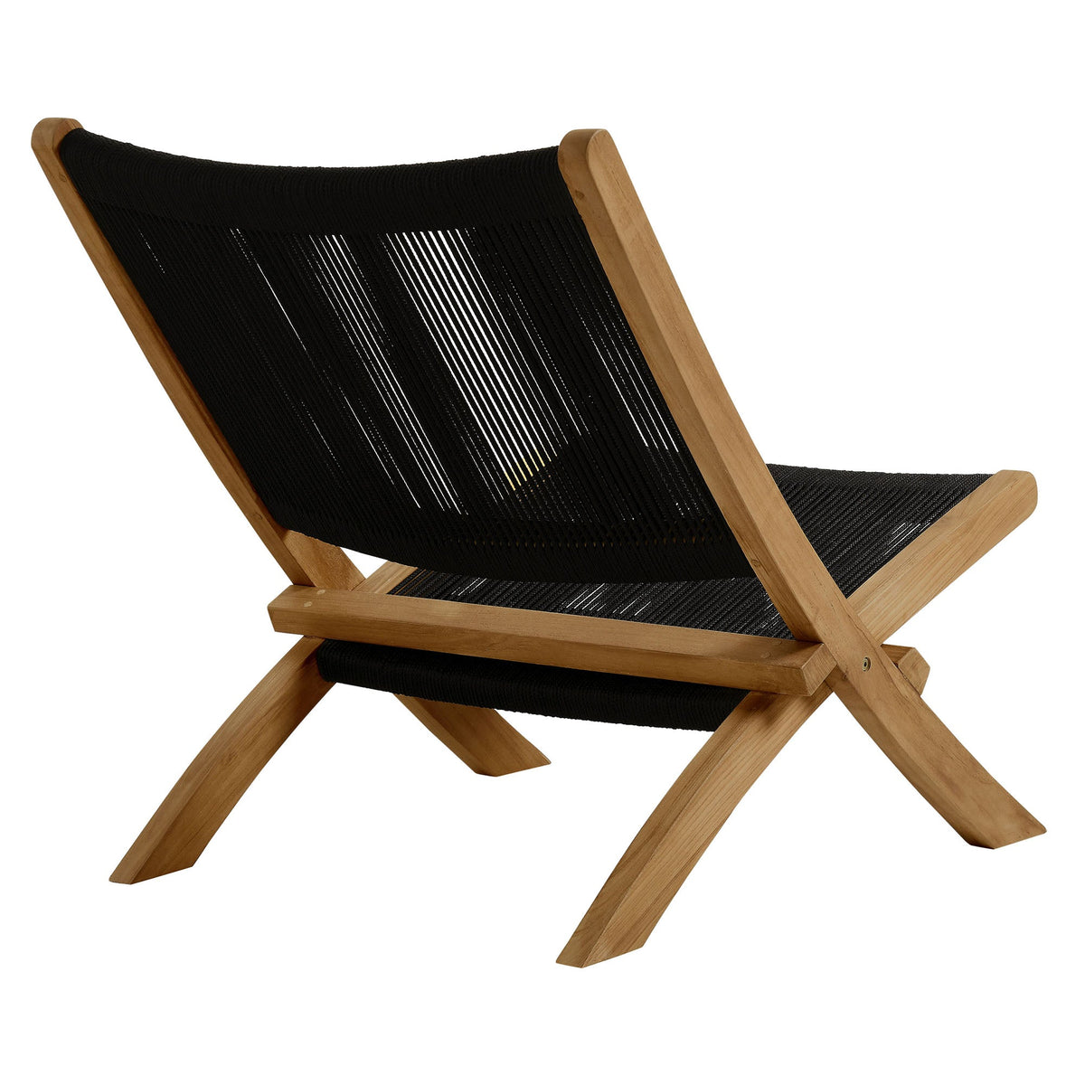 Vienna Natural/Black Outdoor Patio Teak and Rope Folding Accent Lounge Chair