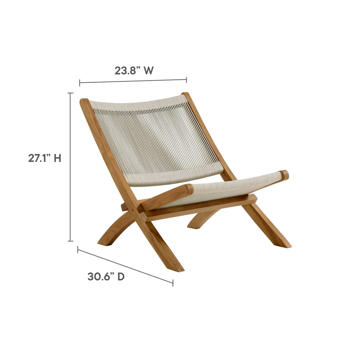 Vienna Natural Outdoor Patio Teak and Rope Folding Accent Lounge Chair