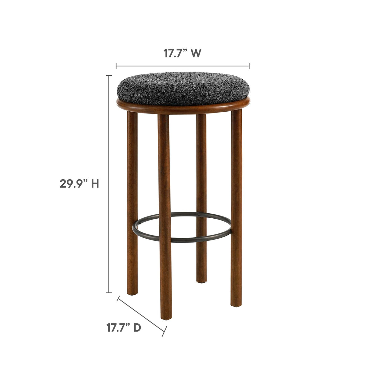 Fable Walnut/Charcoal Boucle Fabric Bar Stools (Set of 2)