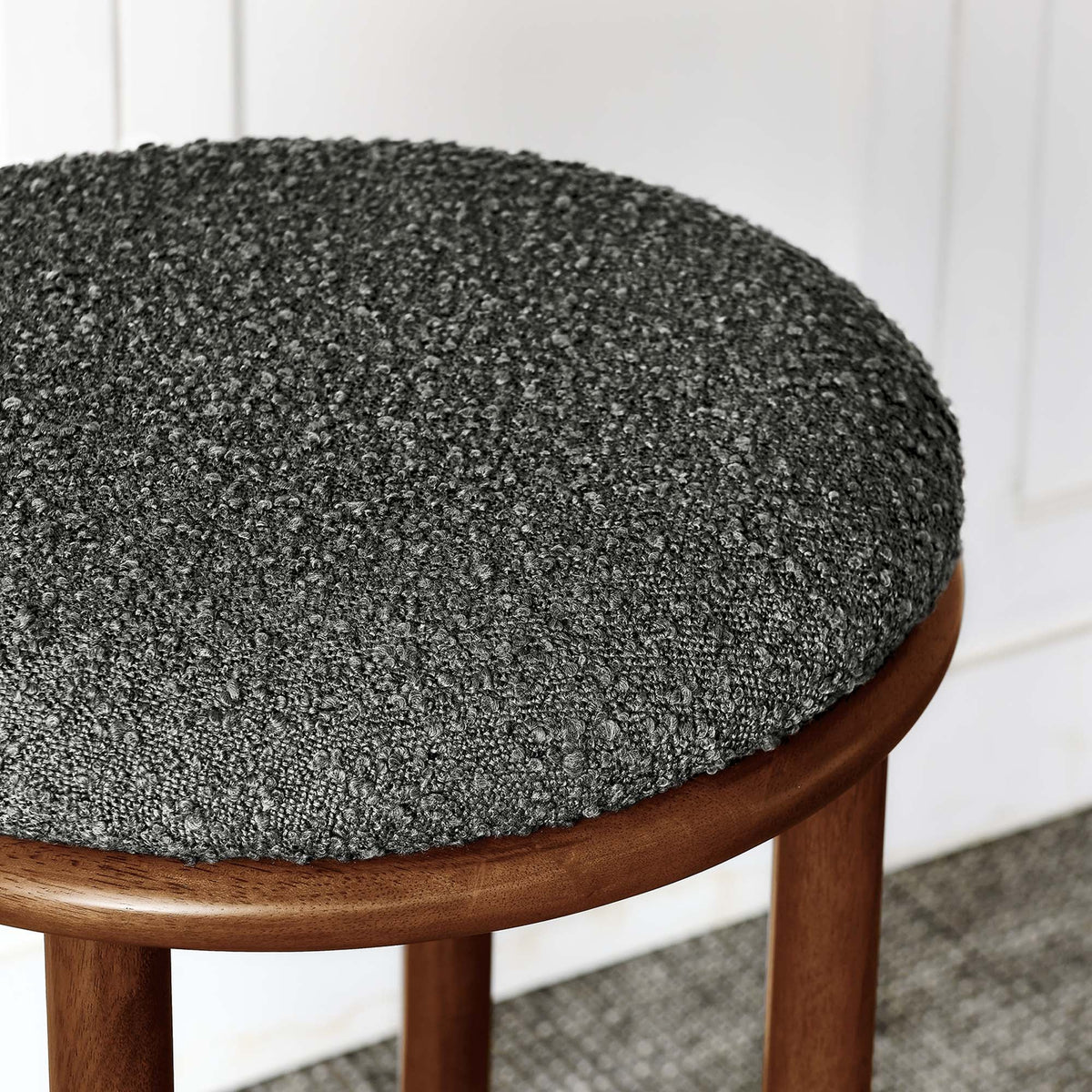 Fable Walnut/Charcoal Boucle Fabric Bar Stools (Set of 2)