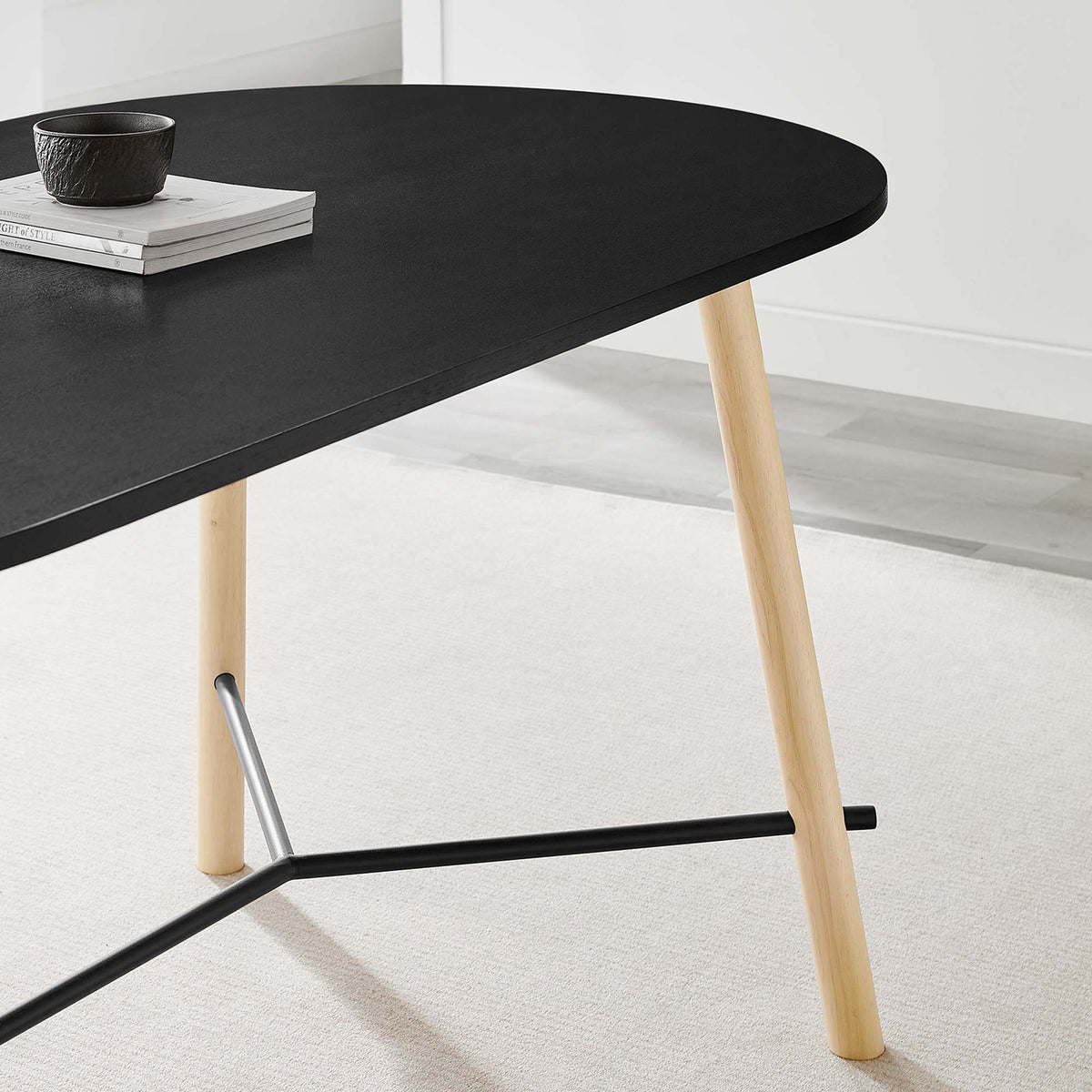 Infuse Black/Oak 71" Wood Grain Dining Table
