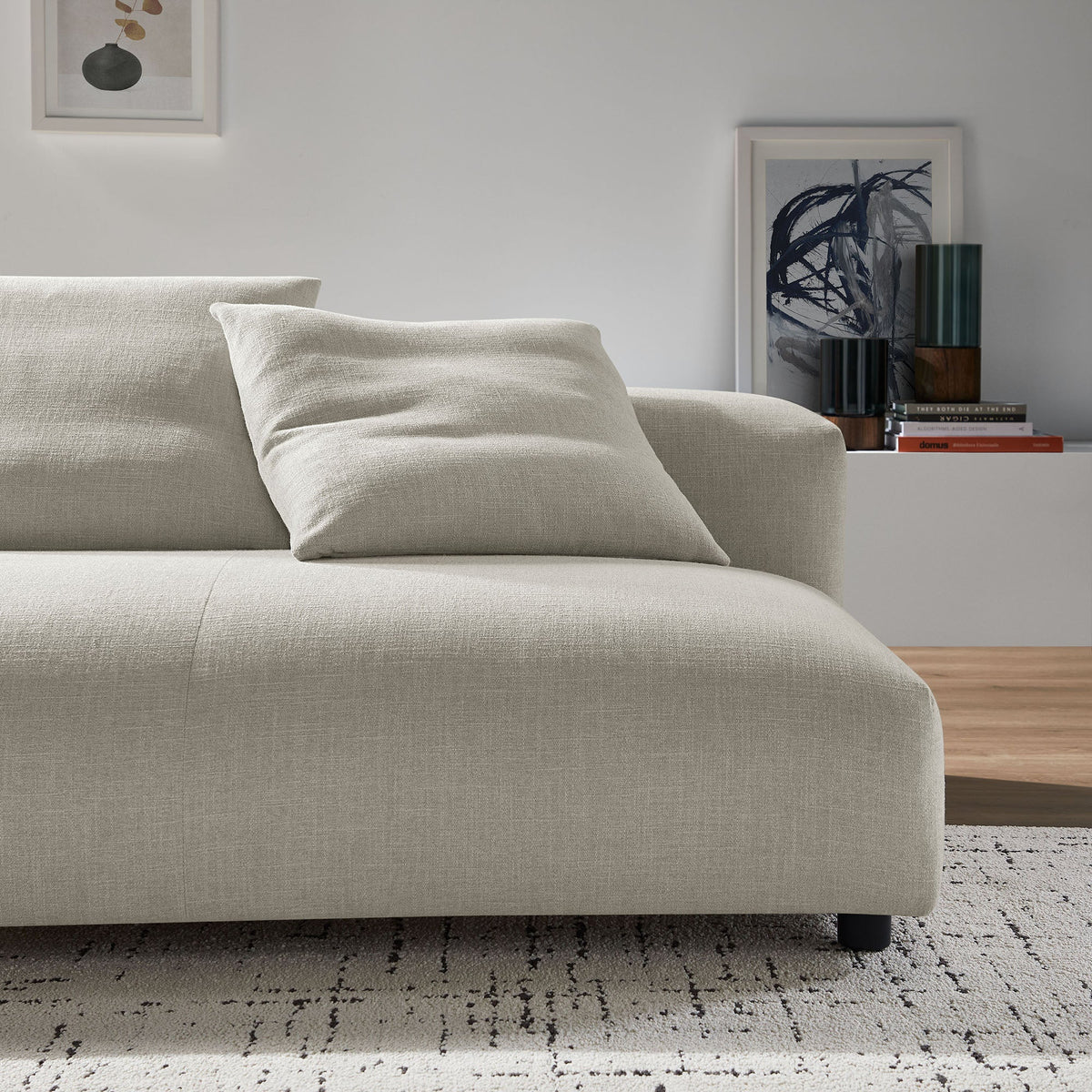 Solace Linen Modular Upholstered Fabric Armless Loveseat