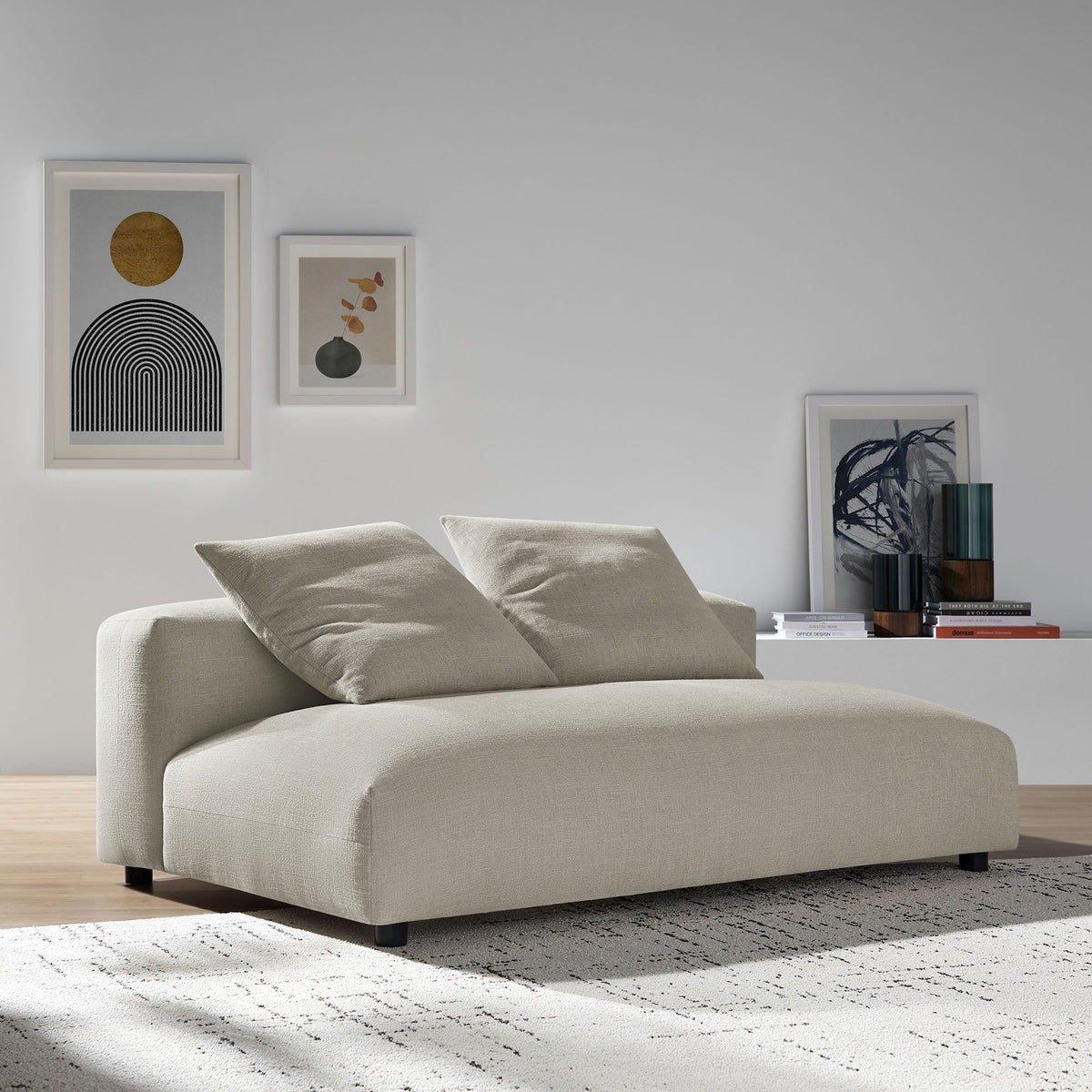 Solace Linen Modular Upholstered Fabric Armless Loveseat