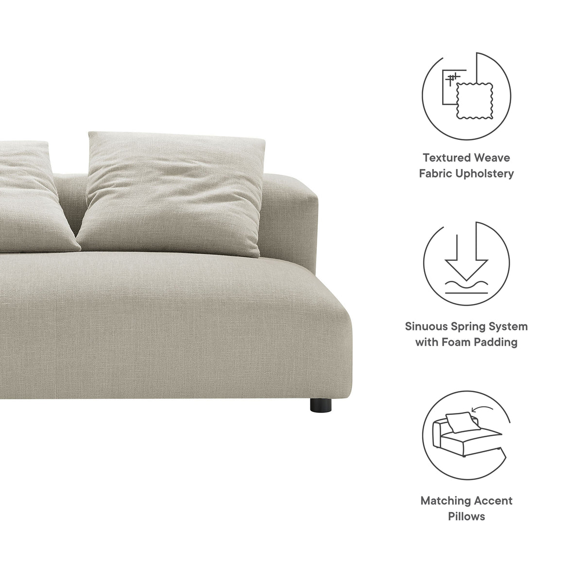 Solace Linen Modular Upholstered Fabric Armless Loveseat