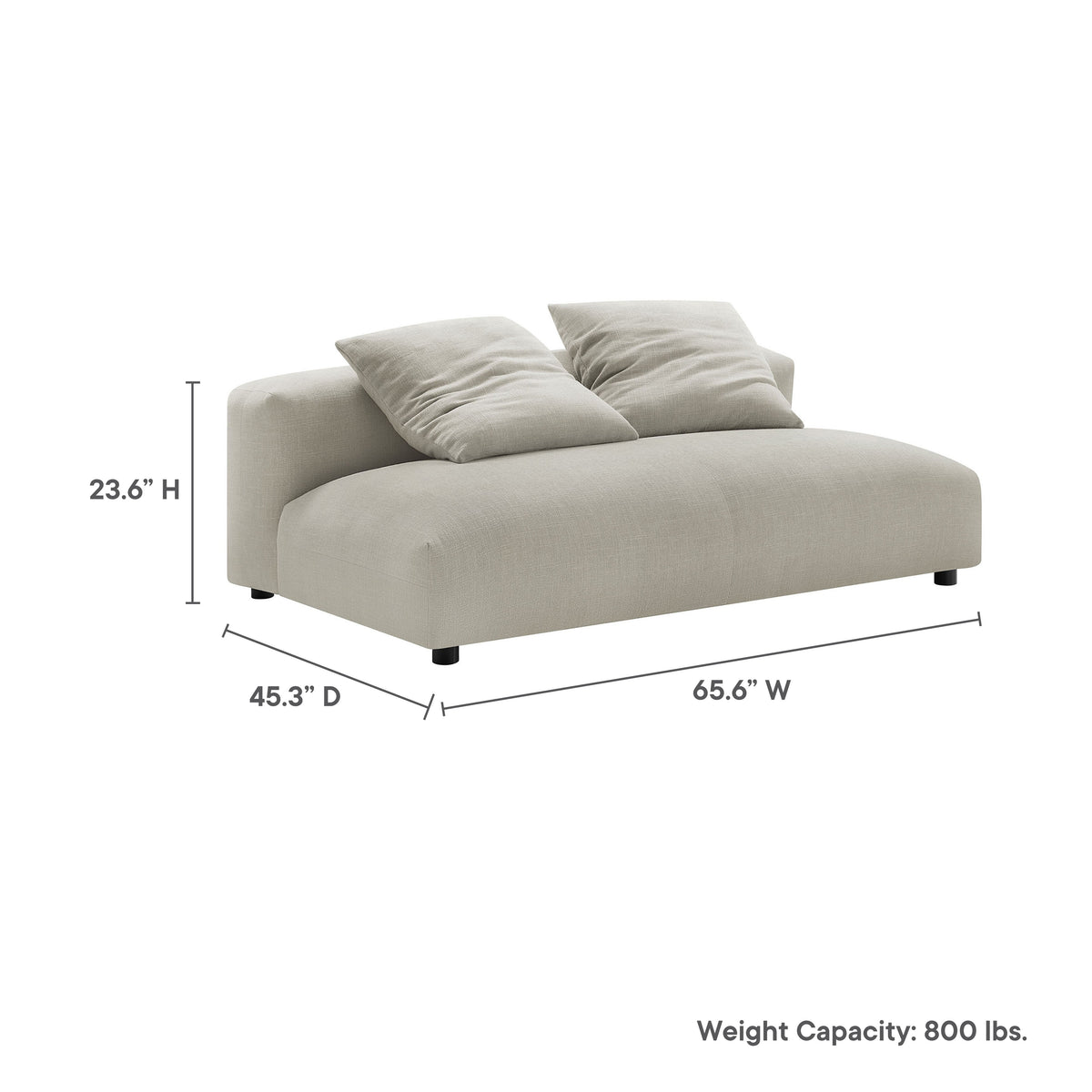 Solace Linen Modular Upholstered Fabric Armless Loveseat