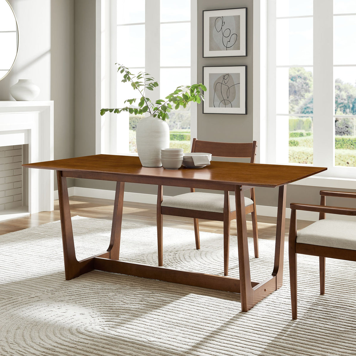 Solara Walnut 71" Rectangle Wood Dining Table